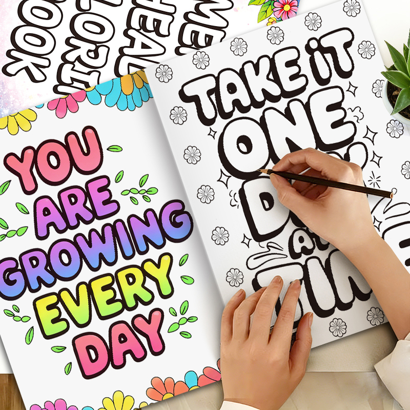 32 Pages Happy Mind Coloring B - Health Wellness Quotes review and price