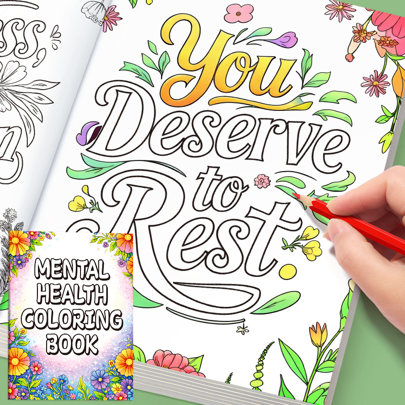 32 Pages Happy Mind Coloring B - Health Wellness Quotes review and price